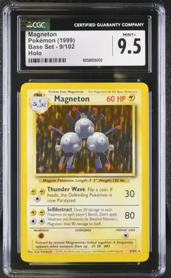 CGC 9.5 MINT+ Magneton 1999 Base Set 9/102 Holo Pokemon Card psa - Image 1