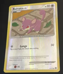 Pokemon TCG Rattata Reverse Holo Rare Card 73/99 Arceus 2009 - NM - Image 1