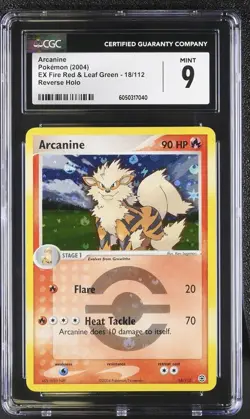 CGC 9 MINT Arcanine Fire Red & Leaf Green 18/112 Reverse Holo Pokemon Card psa - Image 1