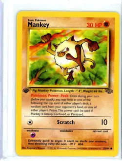 Pokemon Card - Jungle 55/64 - MANKEY (common) **1st Edition** - NM - Image 1