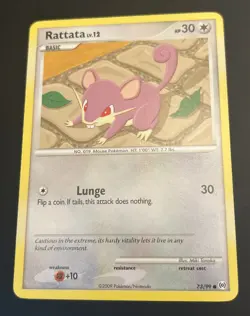 Pokemon TCG Rattata Rare Card 73/99 Arceus 2009 - NM - Image 1