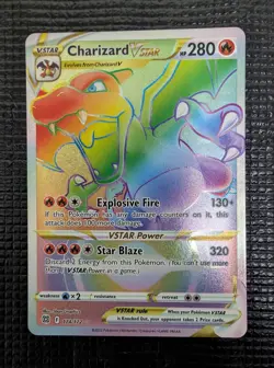 Pokemon TCG Charizard VSTAR Rainbow Secret Rare Card 174/172 Brilliant Stars - Image 1