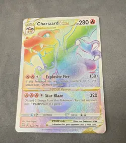 Pokemon TCG Charizard VSTAR Rainbow Secret Rare Card 174/172 Brilliant Stars - Image 1