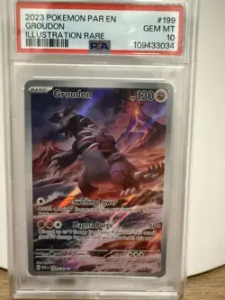 Pokemon Groudon TCG Illustration Rare Card 199/182 Paradox Rift PSA 10 - Image 1