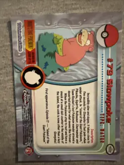 2000 Topps Chrome Pokemon TV Animation Edition Series 2 Foil #79 Slowpoke - Image 3
