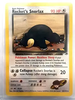 Rocket's Snorlax 33/132 Rare Gym Heroes Pokemon Card - Image 1