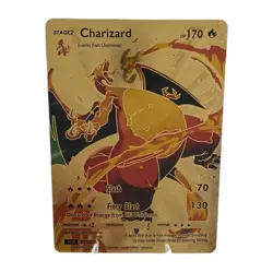 Pokemon Charizard 170hp Gold Foil TCG Fan Art Collector Card TCG - Image 1