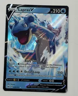 Pokemon TCG Sword & Shield Lapras V 049/202 Ultra Rare Holo NM Card Full Art - Image 1