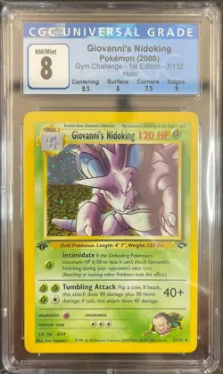 Pokemon 1st Edition Gym Challenge Giovanni's Nidoking 7/132 - CGC 8 NM-MT w/ Sub - Image 1