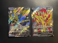 Pokemon Shiny Zacian V 292 + Shiny Zamazenta V 293 Crown Zenith ~ NM / Mint - Image 1