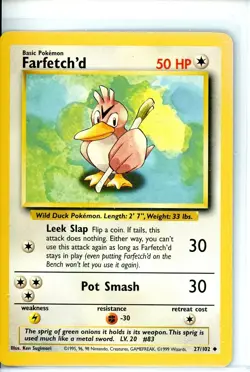 Farfetch’d Base Set 27/102 Pokemon Card Unlimited LP - Image 1