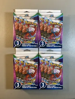 Pokemon Scarlet & Violet Paradox Rift Booster Hanger Box 3 Pack Sealed LOT OF 4 - Image 1