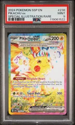 2024 Pokemon SSP-EN Pikachu ex Special Illustration Rare Holo #238 PSA 9 MINT - Image 1