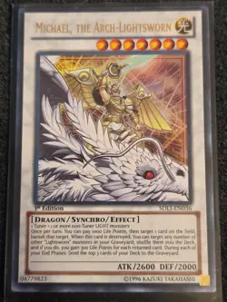 Yugioh Michael, the Arch-Lightsworn SDLI-EN036 Ultra Rare 1st Ed LP - Image 1