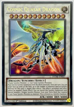 DUNE-EN037 Cosmic Quasar Dragon - Ultra Rare 1st Edition Near YuGiOh Card - Image 1