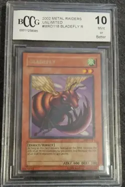 RaRe 2002 BCCG Graded 10 Bladefly Metal Raiders Yugioh MDR118 Metal Raiders Card - Image 1
