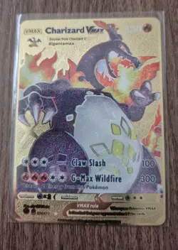 Charizard VMAX Gold Metal Pokemon Card Fan Art/Collectible/Gift - Image 1