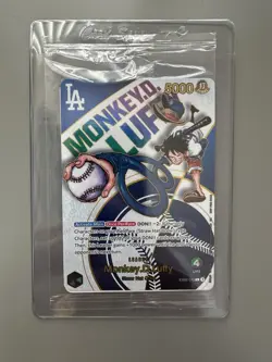 One Piece Dodgers Luffy Card Leader Promo TCG, LA Monkey D. NEW Unopened Bandai - Image 1