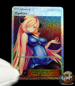 Pokemon Cynthia Trainer Waifu Ultra Rare Holo FX Alt Art Sexy Anime Custom Card - Image 1
