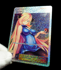 Pokemon Cynthia Trainer Waifu Ultra Rare Holo FX Alt Art Sexy Anime Custom Card - Image 4
