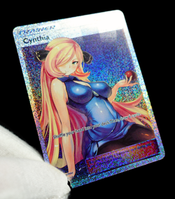 Pokemon Cynthia Trainer Waifu Ultra Rare Holo FX Alt Art Sexy Anime Custom Card - Image 5