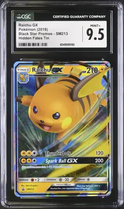 CGC 9.5 MINT + Raichu GX SM213 Hidden Fates Black Star Promo Holo 2019 Pokemon - Image 1
