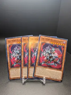 Yugioh! 4x Evil HERO Vicious Claws ALIN-EN005 Common 1st Ed NM - Image 1