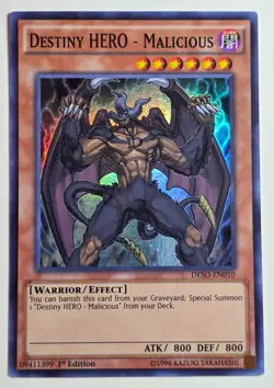Yugioh Destiny Hero-Malicious DESO-EN010 Super Rare 1st Edition - Image 1