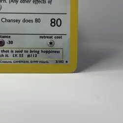 1995 Chansey 3/102 Holo Rare Base Set - 1999 Wizards Of The Coast Pokemon Card - Image 5