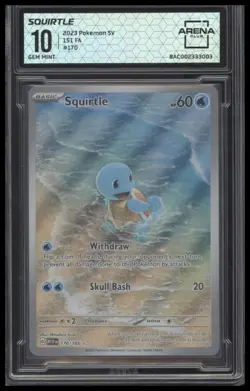 Squirtle #170 SV151 FA Arena Club 10 GEM MINT Pokemon Graded Card 2023 - Image 1