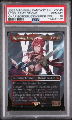 2025 MTG Final Fantasy Lightning, Army of One (Borderless) (Surge Foil) PSA 10 - Image 1