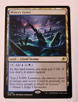 Watery Grave MTG, Edge of Eternities, NM, Black/Blue Rare Land - Image 1