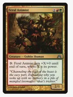 Feral Animist #70 Dragon's Maze Magic Card With Protective Sleeve - Image 1