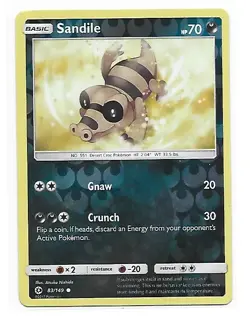 2017 Pokemon Sun and Moon Reverse Foil #83 SANDILE - Image 1
