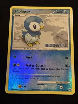 Piplup Reverse Holo 93/130 Diamond & Pearl 2007 Stamped Pokemon TCG NM - Image 1