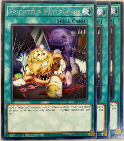 Yugioh! - 3X Frightfur Patchwork JUSH-EN015 - Rare - Play Set - 1'st Ed. - NM/M - Image 1
