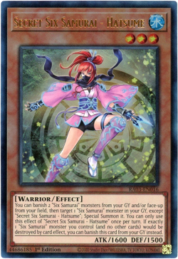 Yugioh! Secret Six Samurai - Hatsume RA03-EN016 Prismatic Ultimate Rare (PUR) NM - Image 1