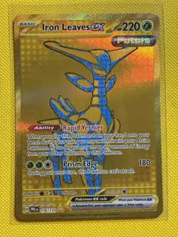 Pokemon TCG Iron Leaves EX Prismatic Evolutions Holo Card 176/131 Gold - Image 1