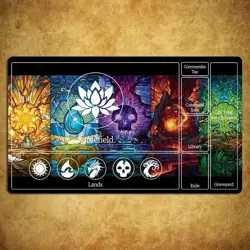 TCG Playmat Lotus 5 Colors Stained Glass Style MTG Magic The Gathering - Image 1