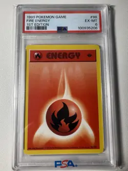 1999 POKEMON GAME #98 FIRE ENERGY PSA 6 MINT SHADOWLESS BASE - Image 1