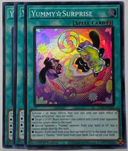 Yugioh x3 Yummy Surprise JUSH-EN025 Super Rare 1st Edition - Image 1