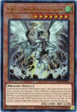 Yugioh! Tempest, Dragon Ruler of Storms RA03-EN011 Prismatic Ultimate Rare PUR - Image 1