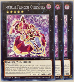 Yugioh! - 3X Imperial Princess Quinquery - JUSH-EN045 - Rare - 1'st Ed. - NM/M - Image 1