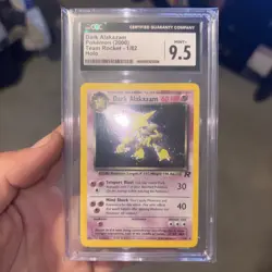 CGC 9.5 GEM MINT Dark Alakazam Holo 1/82 W/ SWIRL Team Rocket Pokemon Card WOTC - Image 1
