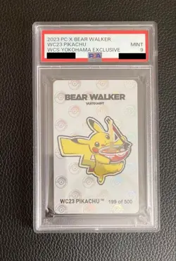 PSA9 WC23 PIKACHU WCS YOKOHAMA EXCLUSIVE BEAR WALKER Japanese Pokemon Card - Image 1