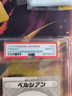 Pokemon Card Persian Snobilikat My151 Campaign Stickers Bandai Japanese PSA 10 - Image 4