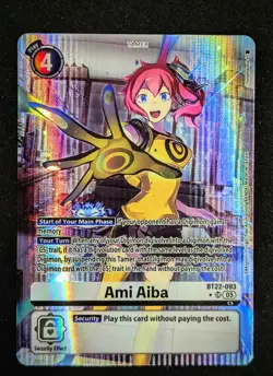 Digimon Trading Card Game Ami Aiba BT22 Alt Art Foil SUPER RARE Cyber Eden 2025 - Image 1