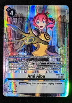Digimon Trading Card Game Ami Aiba BT22 Alt Art Foil SUPER RARE Cyber Eden 2025 - Image 2