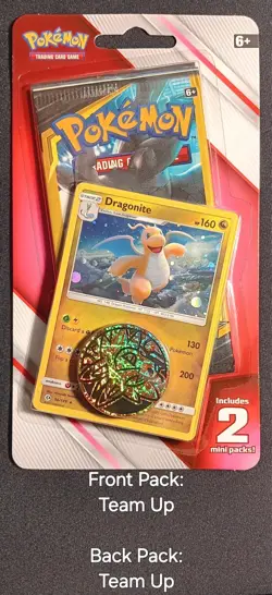 Team Up Sun And Moon Blister - (2) 3 Card Mini Booster Pack Coin - Pokemon 2019 - Image 1