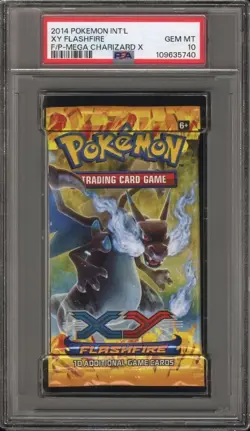 2014 Pokemon XY Flashfire Foil Booster Pack Featuring Mega Charizard X PSA 10 - Image 1